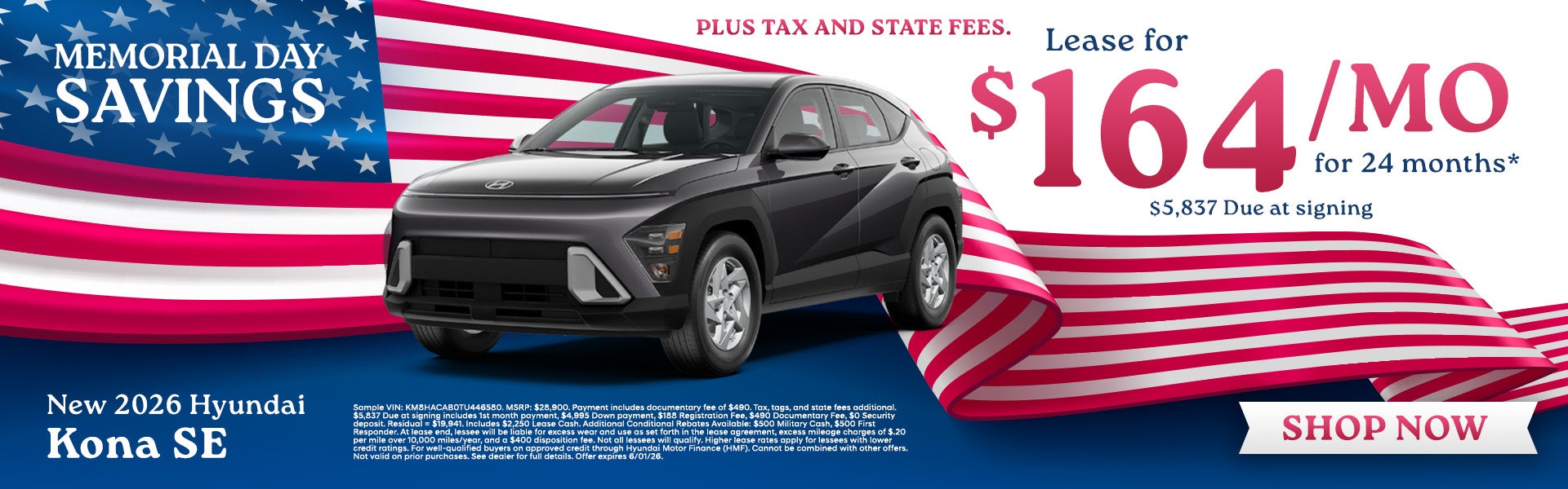 Lease a New 2026 Kona!