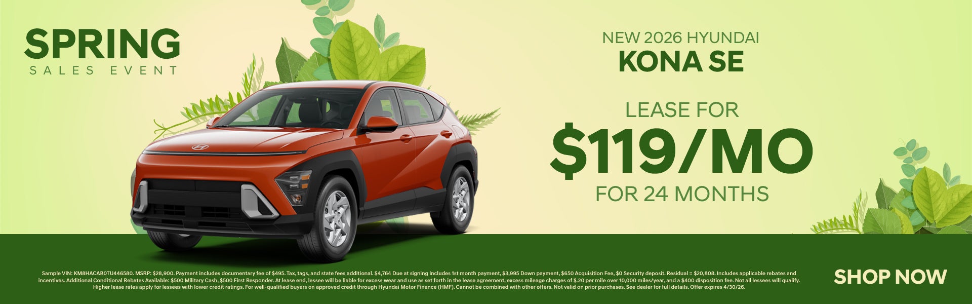 Lease a New 2026 Kona!